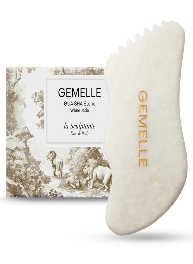 GEMELLE White Jade Gua Sha Tool | 10x Award Winner | Pure Jade Gua Sha Stone, Face Sculpting Tool, Gua Sha Facial Tools, Lymphatic Massage, Body Gua Sha Tool, Guasha Tool for Face | Gifts for Women - Image 1